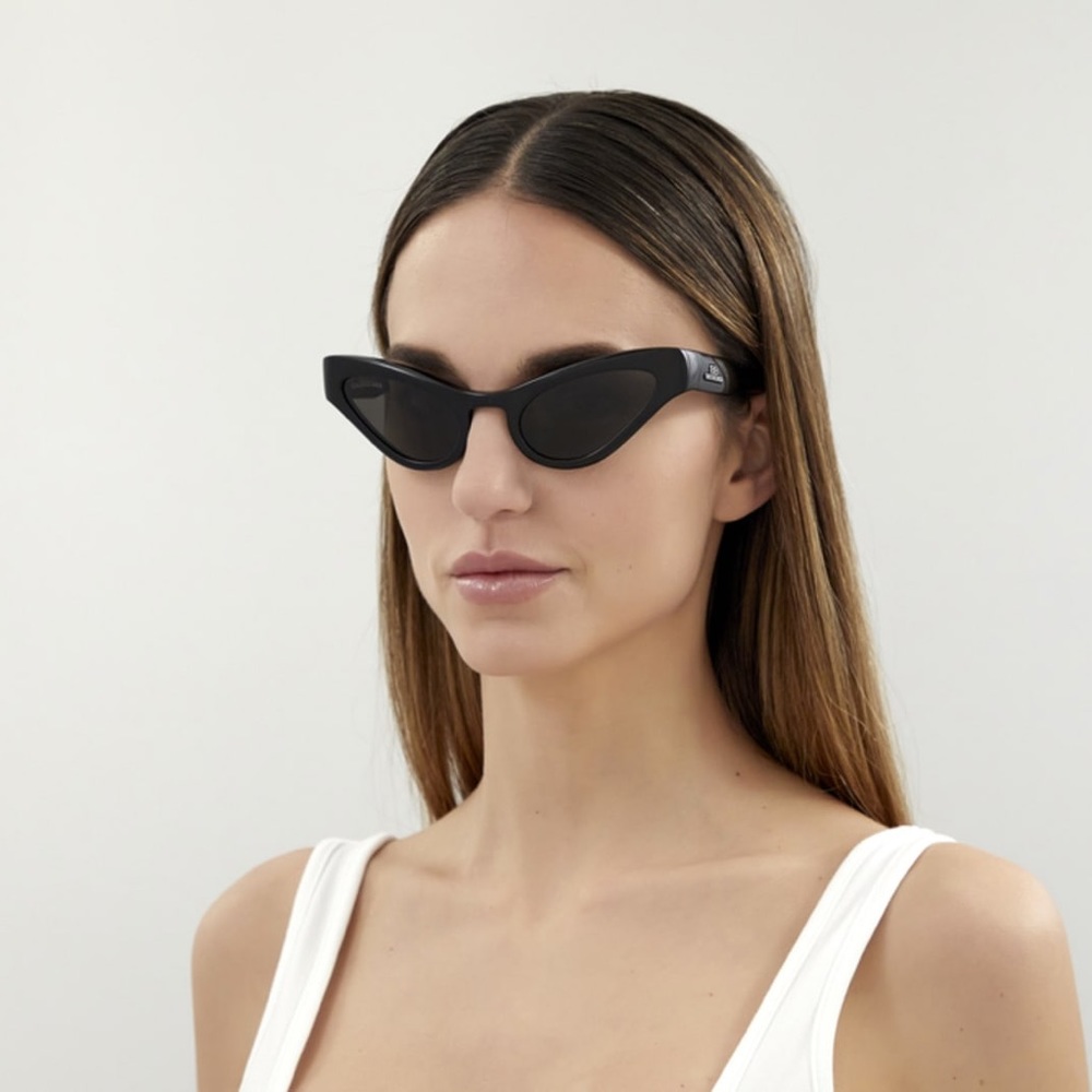 BALENCIAGA BLACK ACETATE CAT EYE Goggle Sunglasses BB0176S unisex